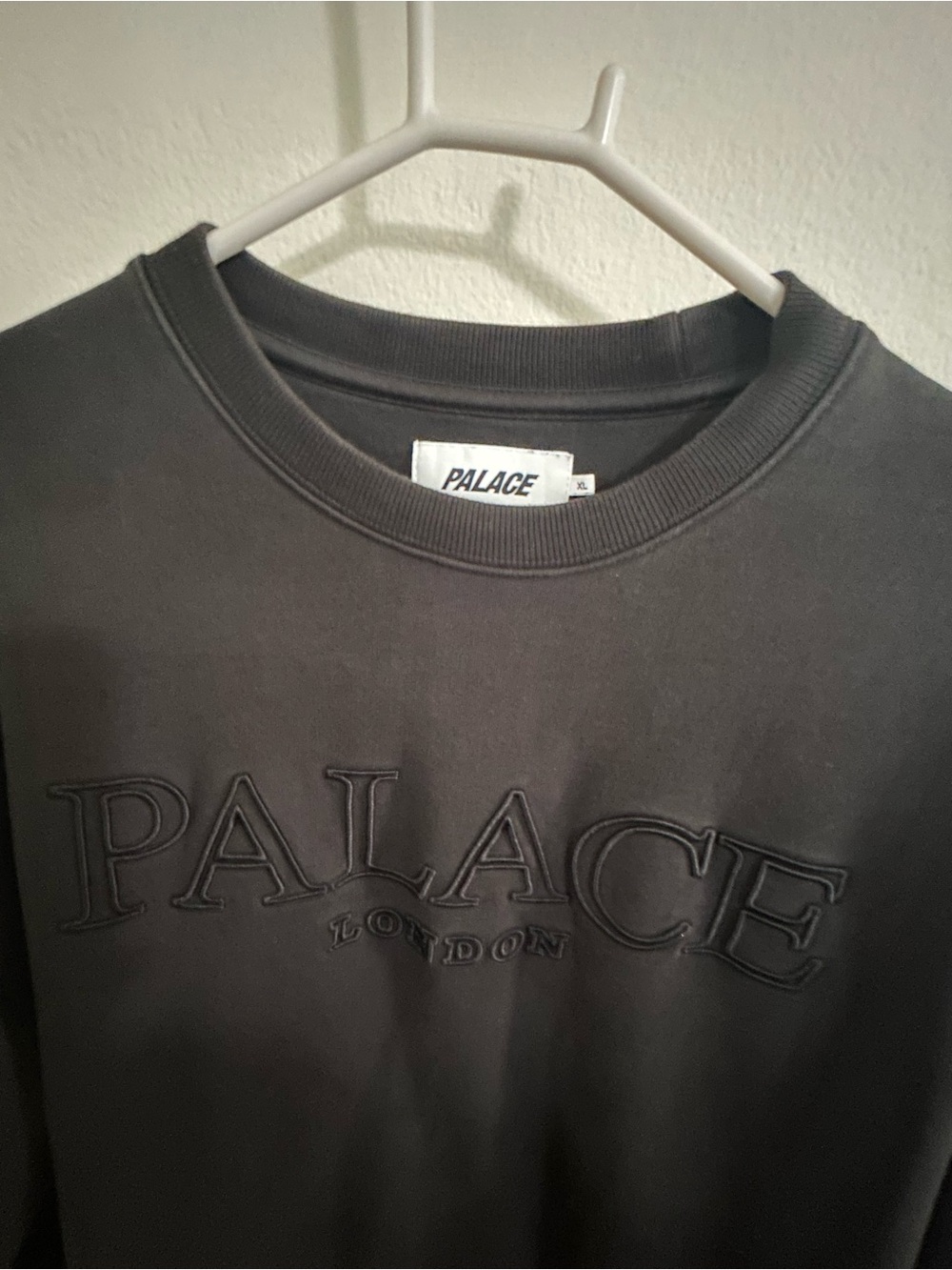 PALACE Black Embroidered Logo Crewneck Sweatshirt